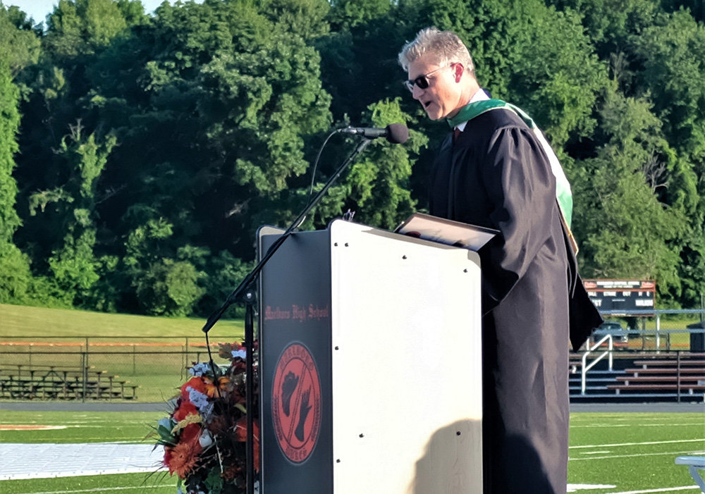 High School Principal Ryan Lawler praised the Class of 20220 for overcoming difficult challenges during their high school years